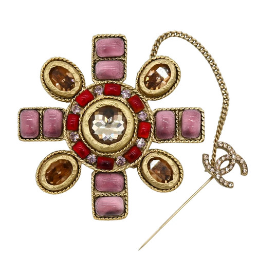Chanel gripoix cross brooch - chanel,