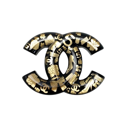 Chanel brooch black gold - black, x