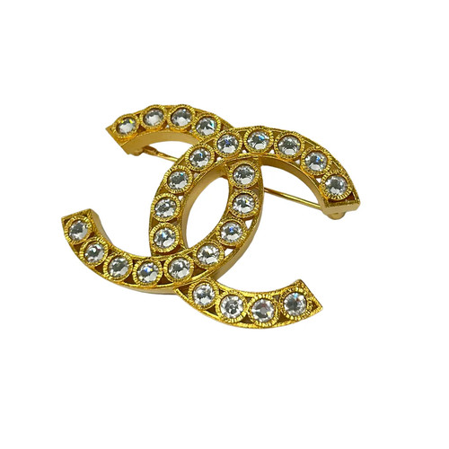 Chanel clear gold rhinestones - clear,
