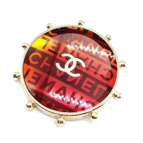 Chanel brooch pin gold reds - chanel,