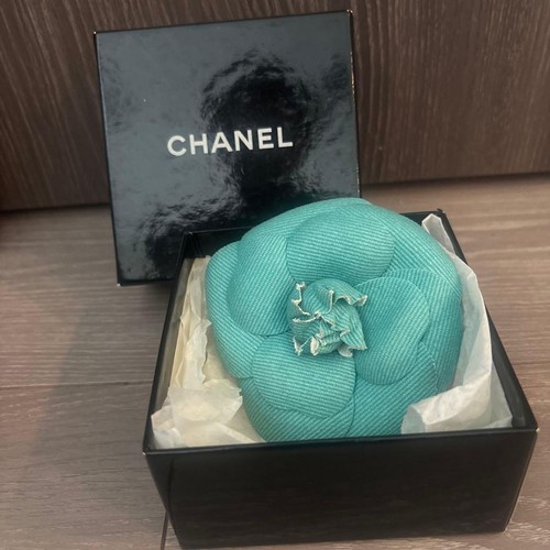Chanel denim camellia brooch - chanel,